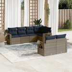 vidaXL Salon de jardin 7 Pièces avec coussins gris résine tressée