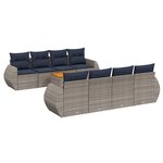 vidaXL Salon de jardin 9 Pièces avec coussins gris résine tressée