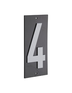 THIRARD - Plaque de signalisation 4 marquage blanc sur fond noir panneau ABS à visser 56x120mm - THIRARD