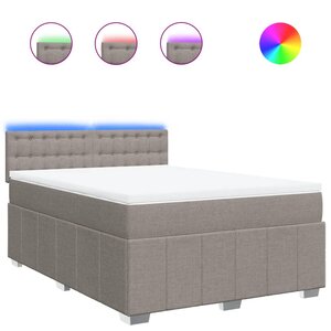 vidaXL Sommier à lattes de lit avec matelas Taupe 140x190 cm Tissu