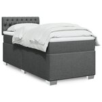 vidaXL Sommier à lattes de lit avec matelas Gris foncé 90x200 cm Tissu