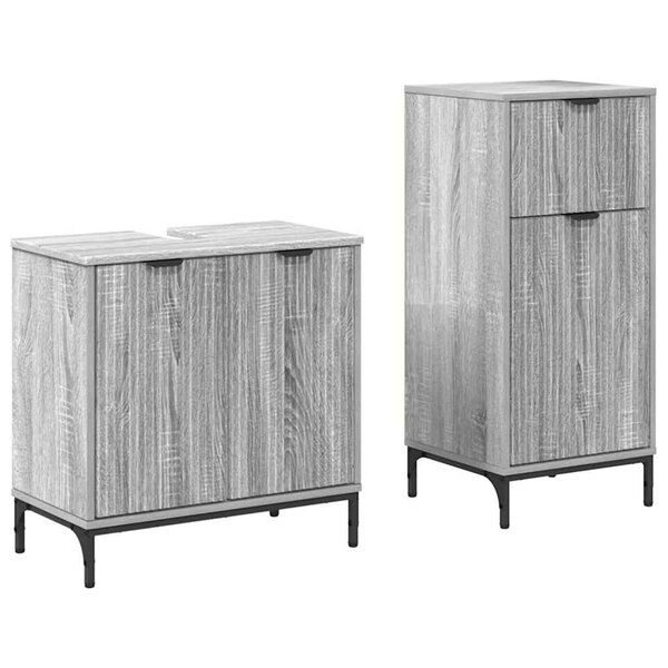 vidaXL Ensemble de mobilier de salle de bain 2 Pièces Gris Sonoma
