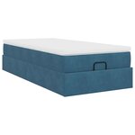 vidaXL Cadre de lit ottoman avec matelas bleu foncé 90x200 cm velours