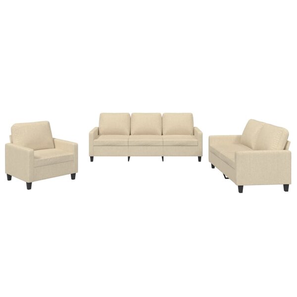 vidaXL Ensemble de canapés 3 Pièces avec coussins Crème Tissu