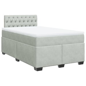 vidaXL Sommier à lattes de lit et matelas Gris clair 120x200cm Velours