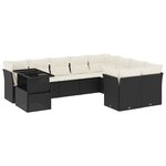 vidaXL Salon de jardin 10 Pièces avec coussins noir résine tressée