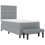 vidaXL Lit avec sommier et banc gris clair 90x190 cm Tissu