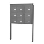 Bloc collectif Leabox  3x3  grade 3  simple face  extérieur  fixation sur pieds à sceller  gris poussière ral 7037 finition brillante
