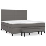 vidaXL Sommier à lattes de lit avec matelas Gris 160x200 cm Similicuir