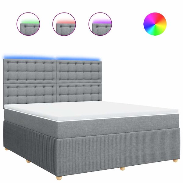 vidaXL Sommier à lattes de lit avec matelas Gris clair 180x200cm Tissu