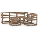 vidaXL Salon de jardin 6 Pièces Marron Bois de pin imprégné
