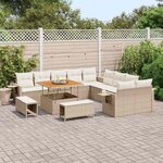 vidaXL Ensemble de canapé de jardin 13 Pièces Beige polyrotin