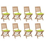vidaXL Chaises pliables d'extérieur et coussins lot de 8 Bois d'acacia