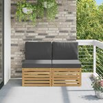 vidaXL 2 Pièce Sofa de milieu extérieur Bois d'Acacia Massif Blanc