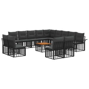 vidaXL Ensemble de canapés d'extérieur 14 pc Noir et Gris foncé