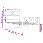 vidaXL Cadre de lit métal sans matelas avec pied de lit noir 100x190cm