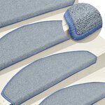 vidaXL Tapis d'escalier 30 pièces 65 x 24 x 4 cm Gris clair et bleu Demi-rond Grand