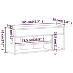 vidaXL Banc à chaussures Sonoma gris 105x30x45 cm Bois d'ingénierie
