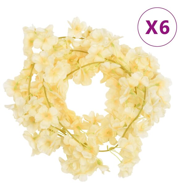 vidaXL Guirlandes de fleurs de Noël 6 Pièces champagne 180 cm