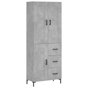 vidaXL Buffet haut Gris béton 69 5x34x180 cm Bois d'ingénierie