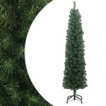 vidaXL Sapin de Noël artificiel mince avec support vert 210 cm PVC