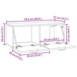 vidaXL Meuble TV mural Noir 78 5 x 31 x 30 cm Bois d'ingénierie