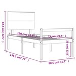 vidaXL Lit pour personne âgée et tête de lit petit simple bois massif