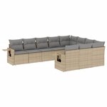 vidaXL Salon de jardin avec coussins 10 Pièces beige résine tressée