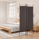 vidaXL Cloison de séparation 3 panneaux Marron 120x200 cm Tissu