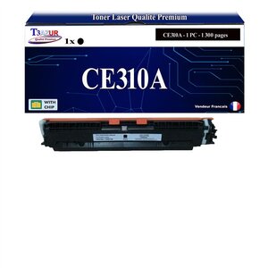 T3AZUR - Toner compatible avec CE310A pour HP LaserJet Pro CP1020 CP1025 CP1025NW TopShot M275 - Noire