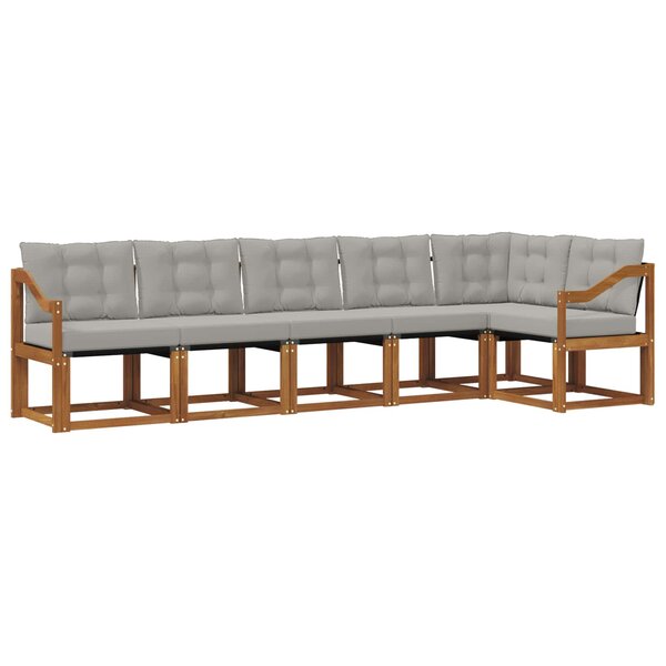 vidaXL Ensemble de canapés d'extérieur 6 pc Gris Naturel et Clair