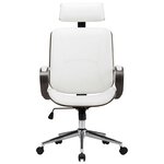 vidaXL Chaise de bureau avec appuie-tête Blanc Similicuir et bois