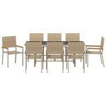 vidaXL Ensemble de salle à manger pour jardin 9 Pièces Beige