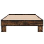 vidaXL Cadre de lit chêne fumé 90x200 cm bois d'ingénierie et métal