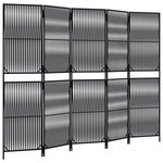 vidaXL Cloison de séparation 5 panneaux noir résine tressée