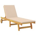 vidaXL Transat avec coussin Beige Bois d'Acacia Massif