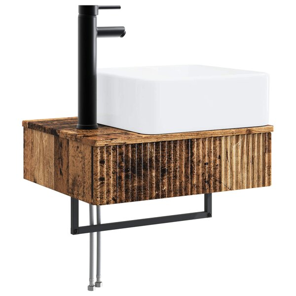 vidaXL Basin de lavage mural Bois ancien 50 x 41 x 39 cm