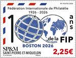 Timbre Saint Pierre et Miquelon - 100 ans de la Fédération internationale de la Philatélie