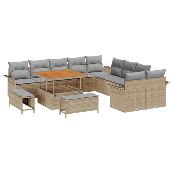 vidaXL Ensemble de canapé de jardin 13 Pièces Beige et Gris clair