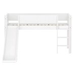 Flexa WHITE Lit mi-hauteur avec echelle droite et toboggan 90 x 200 cm Barriere pleine Blanc