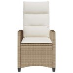 vidaXL Chaise de jardin inclinable et table d'appoint beige polyrotin