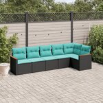vidaXL Salon de jardin 6 Pièces avec coussins noir résine tressée