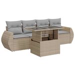 vidaXL Salon de jardin avec coussins 5 Pièces beige résine tressée
