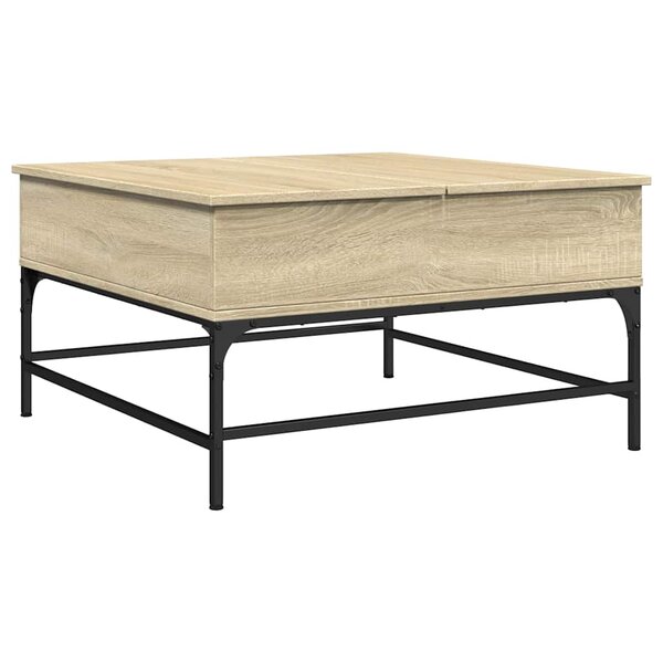 vidaXL Table basse chêne sonoma 80x80x45 cm bois d'ingénierie et métal