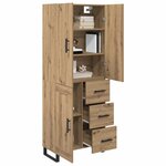 vidaXL Haut Armoire 2 Pièces Chêne artisanal Bois Aggloméré et Verre