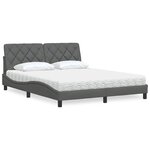 vidaXL Lit avec matelas gris foncé 160x200 cm tissu