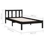 vidaXL Cadre de lit Noir Bois de pin massif 75x190 cm Petit simple