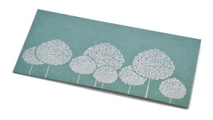 PAPERTREE ARANIA Lot de 5 Enveloppes cadeau 19x10cm - Bleu Paon/argt