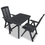 vidaXL Mobilier de bistro 3 Pièces Plastique Anthracite