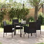 vidaXL Ensemble de salle à manger pour jardin 5 Pièces Noir Poly rotin